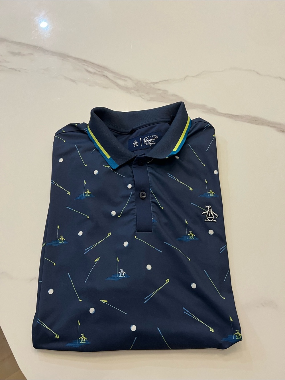 Original Penguin Navy Polo with Golf Print